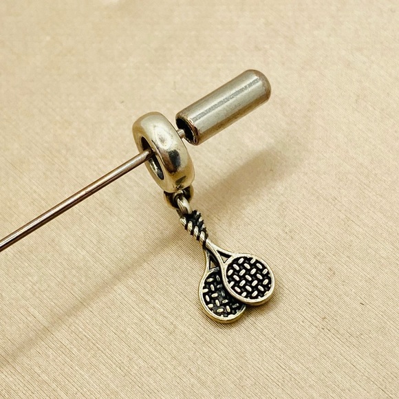 EUC HTF Pandora 791510 Sterling Silver Game Set Match Tennis Sports Dangle Charm - Picture 5 of 9
